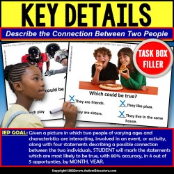 Key Details and Supporting Details with Pictures Task Box Filler® for Autism